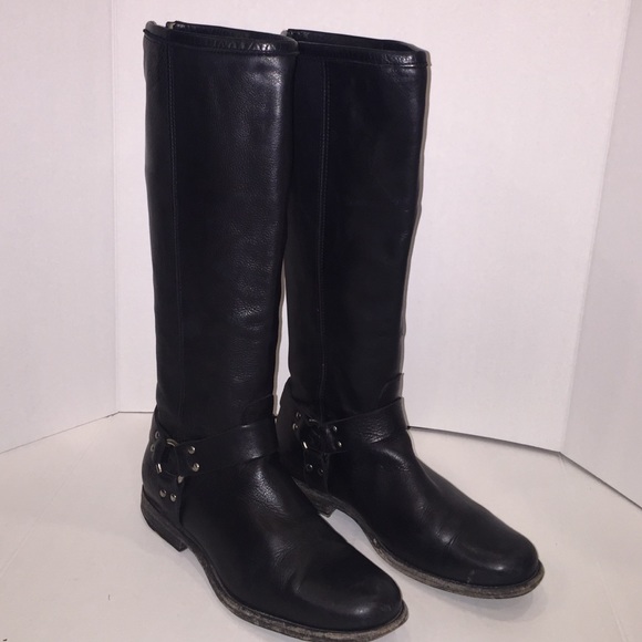 Frye Shoes - Frye Phillip Harness Tall Black Knee Boots Shoes
