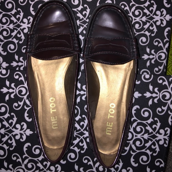 Me Too burgundy penny loafers, leather