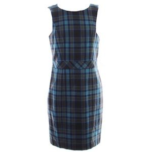 Tommy Hilfiger Blue Sleeveless Plaid Sheath Dress