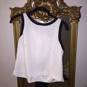 Black and white muscle blouse