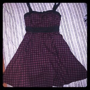Plaid Burgundy and Black dress.