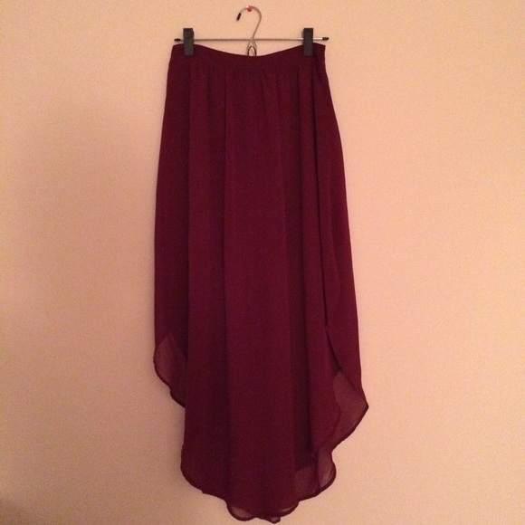 Burgundy Sheer Maxi Skirt