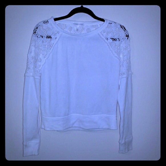 Victoria's Secret Crochet accent fleece top XS