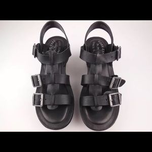 Kork-Ease black leather gladiator style sandals