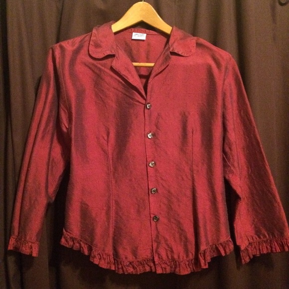 CP Shades Sausalito red silk shirt