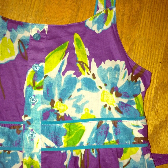 Cherokee purple, blue, & green floral summer dress