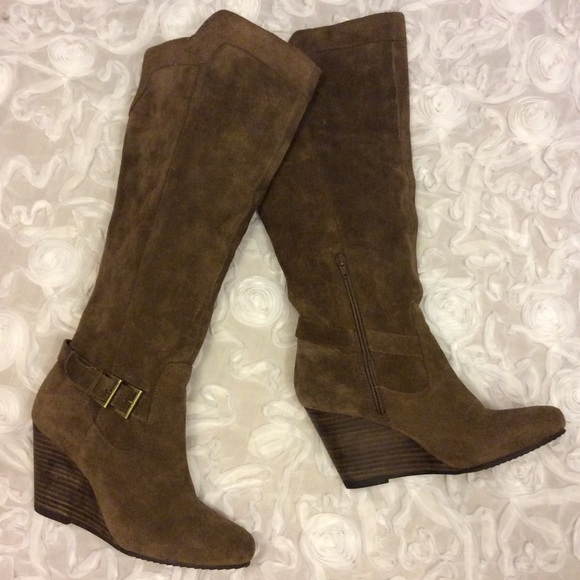 Brown Suede BCBG Wedge Boots