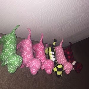 6 Pink Victoria's Secret plush dogs