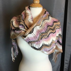 NEW MISSONI Zig Zag Multi Pink Scarf Shawl Wrap