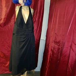 David's Bridal black halter dress