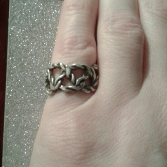 🖤SALE🖤 Vintage Solid 925S Thick Chain Band Rg - Picture 2 of 4