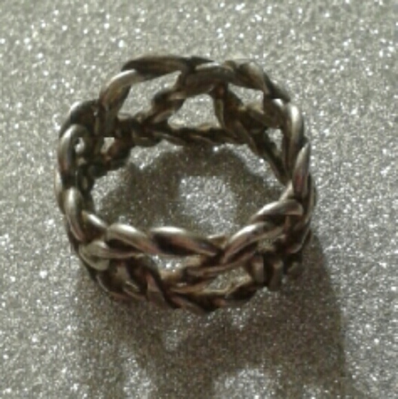 🖤SALE🖤 Vintage Solid 925S Thick Chain Band Rg - Picture 3 of 4