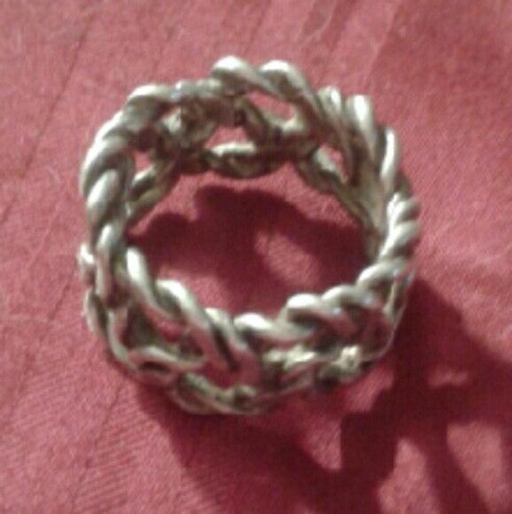 🖤SALE🖤 Vintage Solid 925S Thick Chain Band Rg - Picture 4 of 4