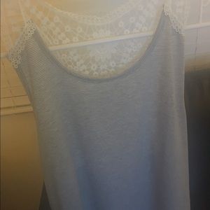Gray & white tank.  Cute w Jean shorts and wedges