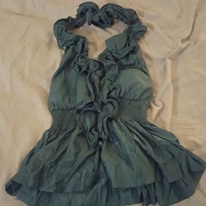 Halter top, buttons down front  turquoise