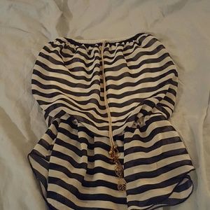 Navy and white tube top