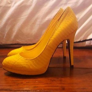 Ralph Lauren Canary Snakeskin Pumps