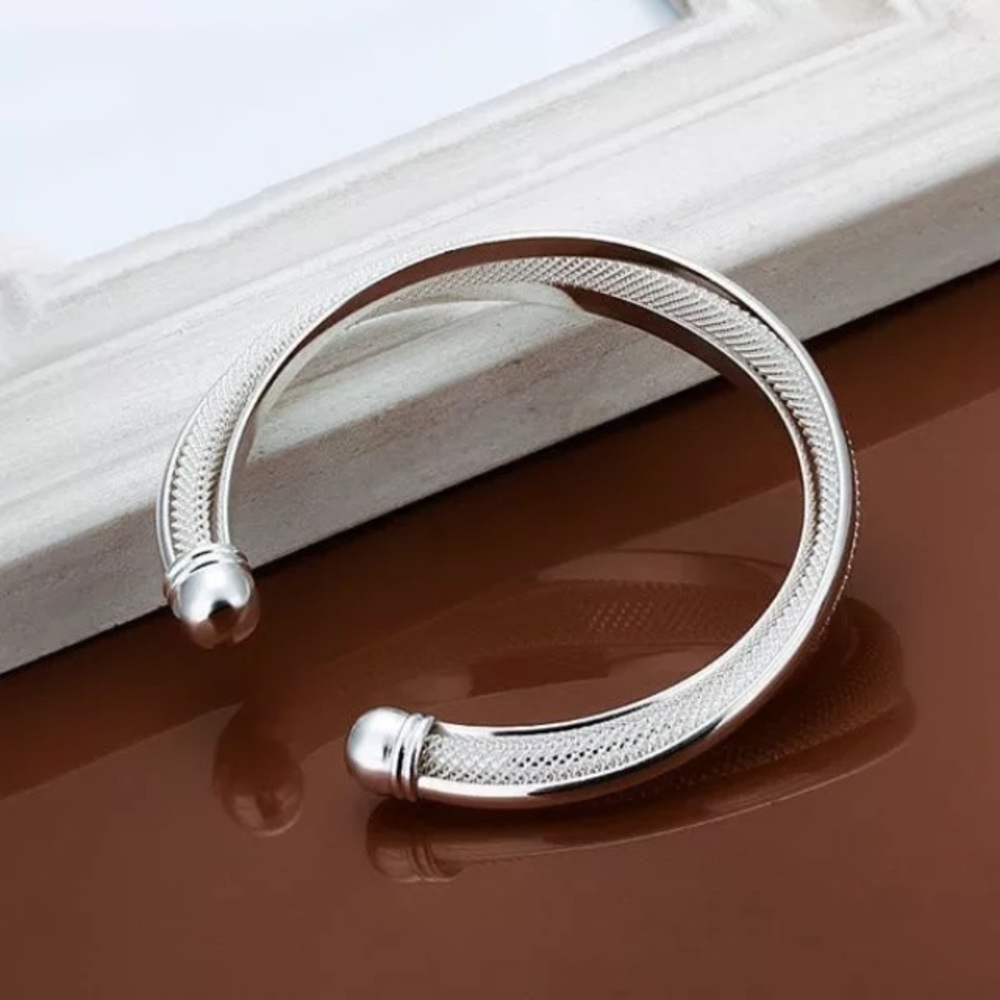 Triple cuff 925 Sterling silver bracelet - Picture 2 of 3