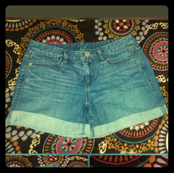 Ann Taylor Loft Cuffed Denim Shorts - Picture 1 of 3
