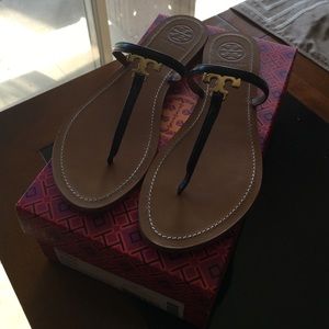 Tory Burch T Logo Thong Saffiano Leather Sandals