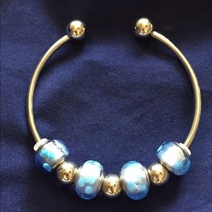 Stainless Steel Screw ball Charm Cuff