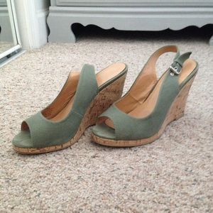 Olive green wedge sandals