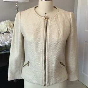 Zara beige and gold metallic jacket size small