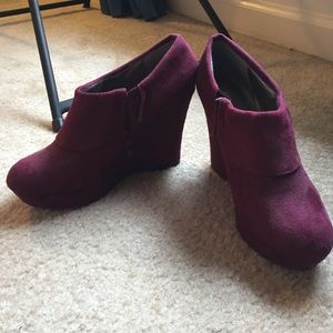 Dark red faux suede booties by Mossimo