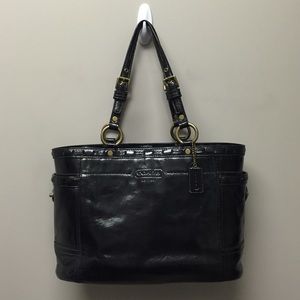 Black Patent Leather Coach Tote
