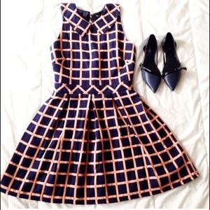 ASOS Skater Windowpane Check Dress with Collar