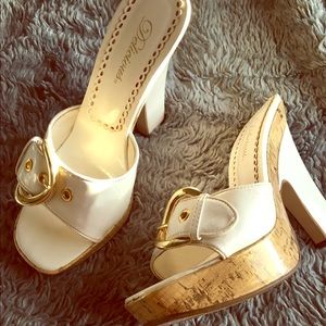 Delicious white platform with gold buckle