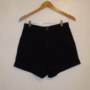 Stretch Bull Denim High-Waisted Cuff Short