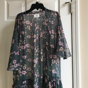 American Eagle floral sheer cardigan.