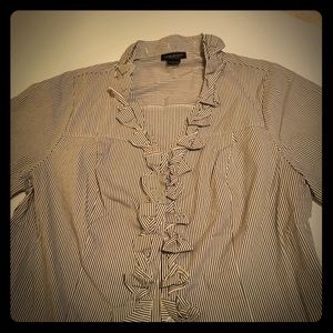 Black & White Striped Short Sleeve Blouse