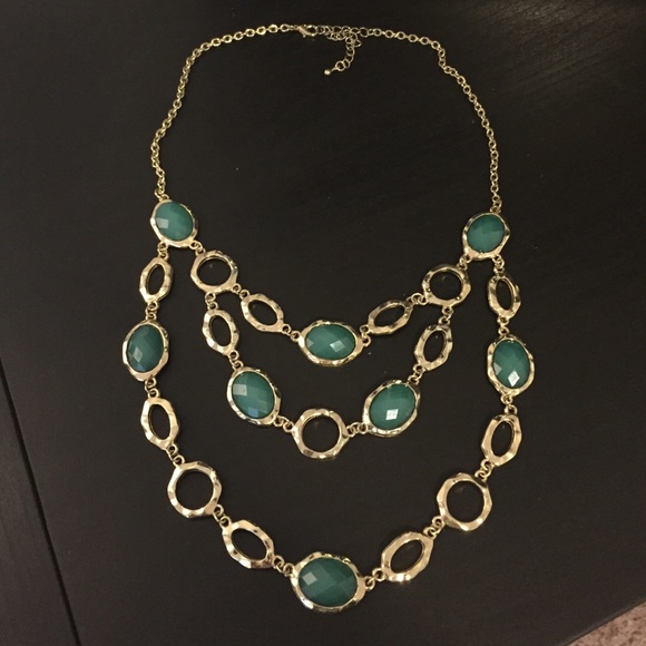 Gold and teal necklace