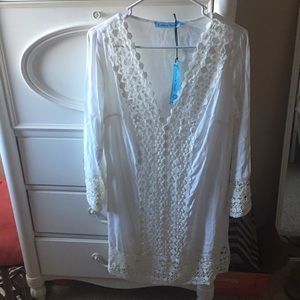 NWT white lace detailed Beach Cover Up