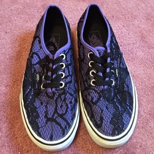 Purple vans with black lace. Women's size 7.