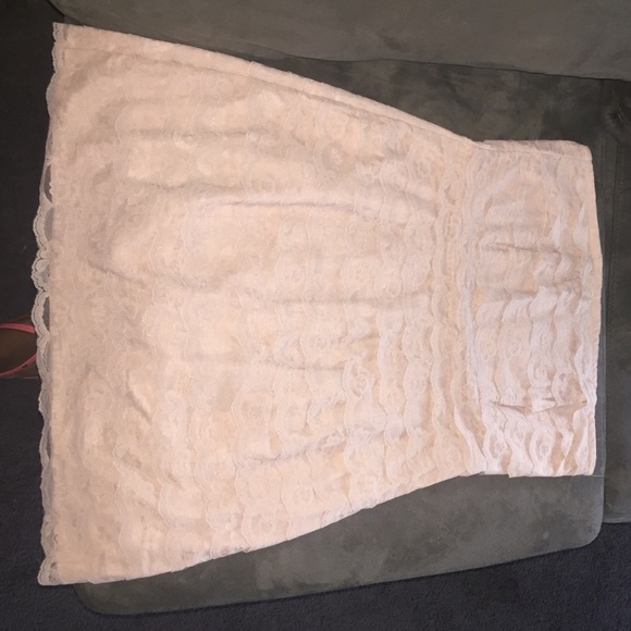 Pink Lace Strapless Dress