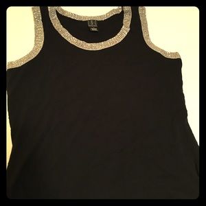 INC silver sequin trimmed tank 1X