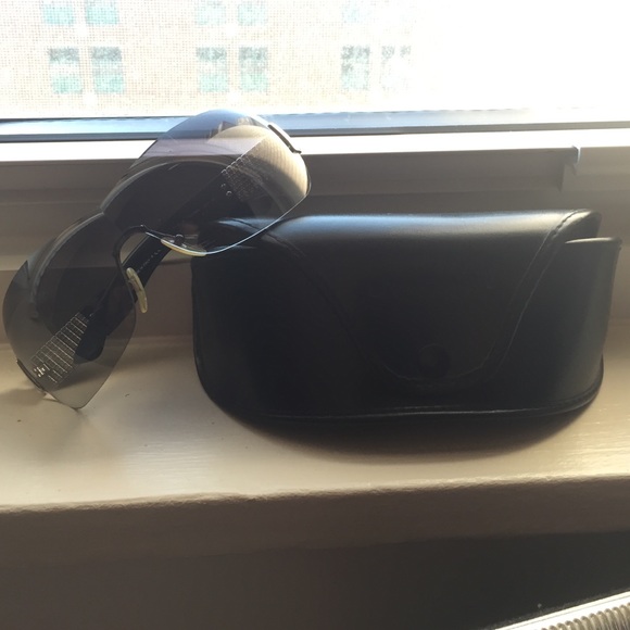 Bvlgari unisex shield sunglasses with crystals.