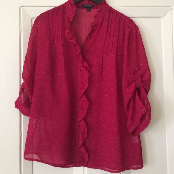 Banana Republic magenta polka dotted blouse