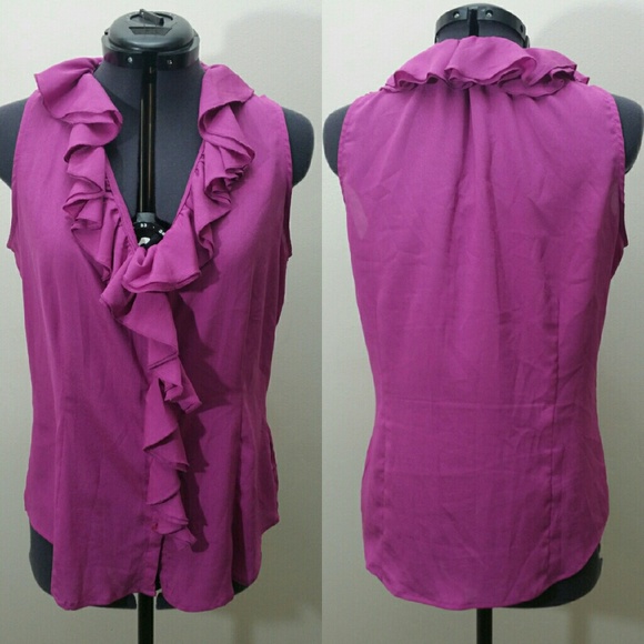 Hot pink ruffle blouse M