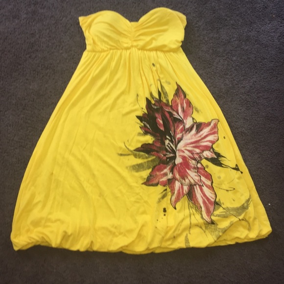Strapless Yellow Flower Sundress