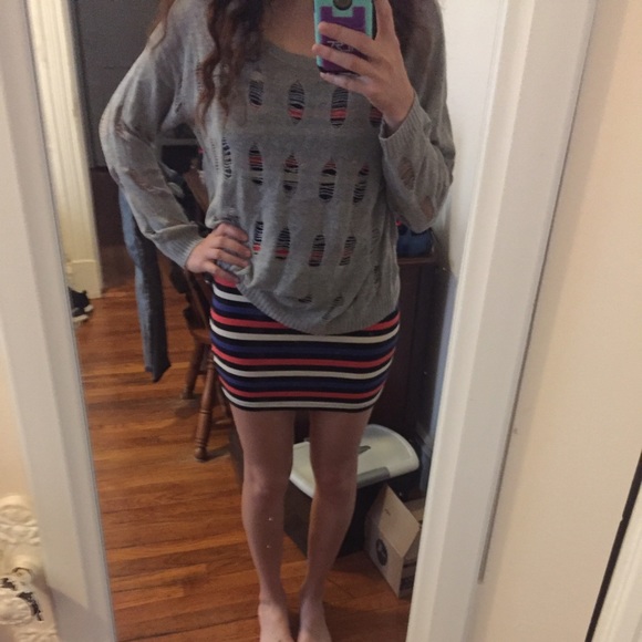 Gray distressed sweater