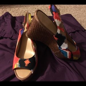 Mootsies Tootsies colorful ikat sling back wedges