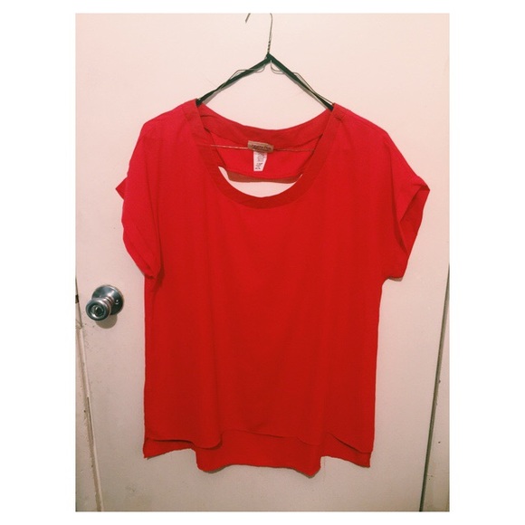 Plus Size Red Chiffon Blouse
