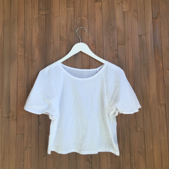 Maeve Flounce Sleeve Crop Top