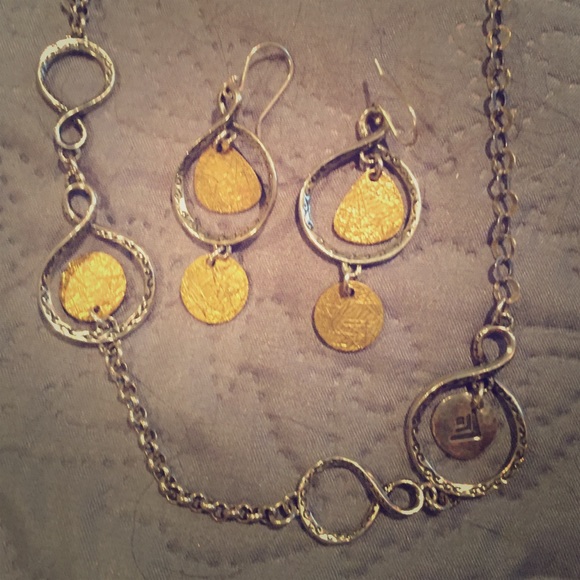 Silpada Silver & Brass Necklace and Earring Set