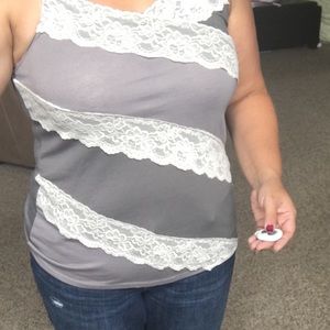 Maurices cami. Grey w/lace accents.