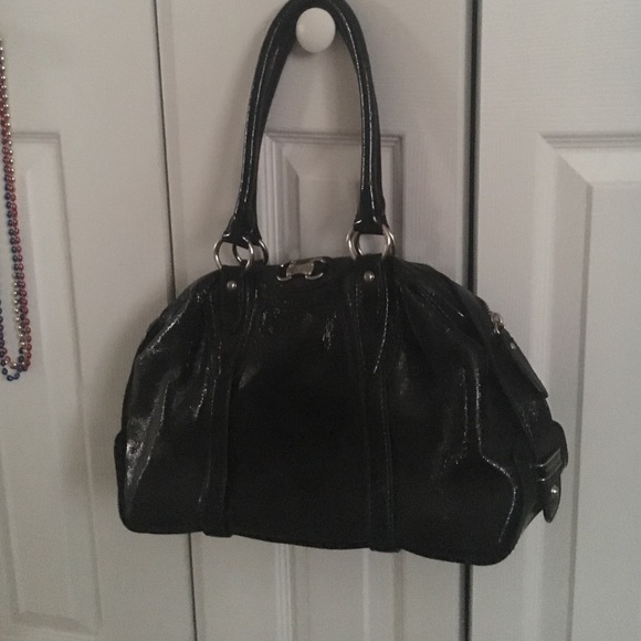 Michael Kors black glossy shoulder bag
